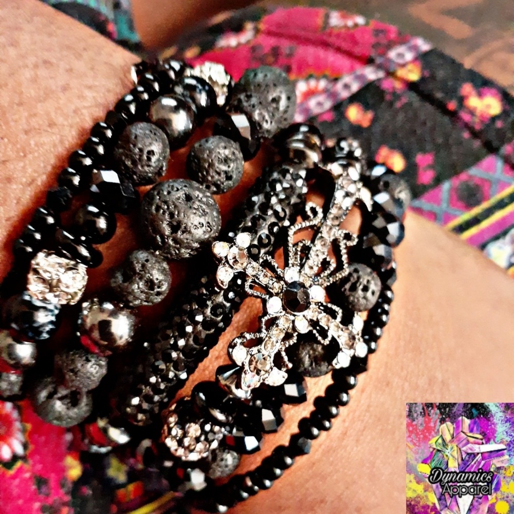 Dynamics 7 Layer Memory Wire Beaded Bracelet